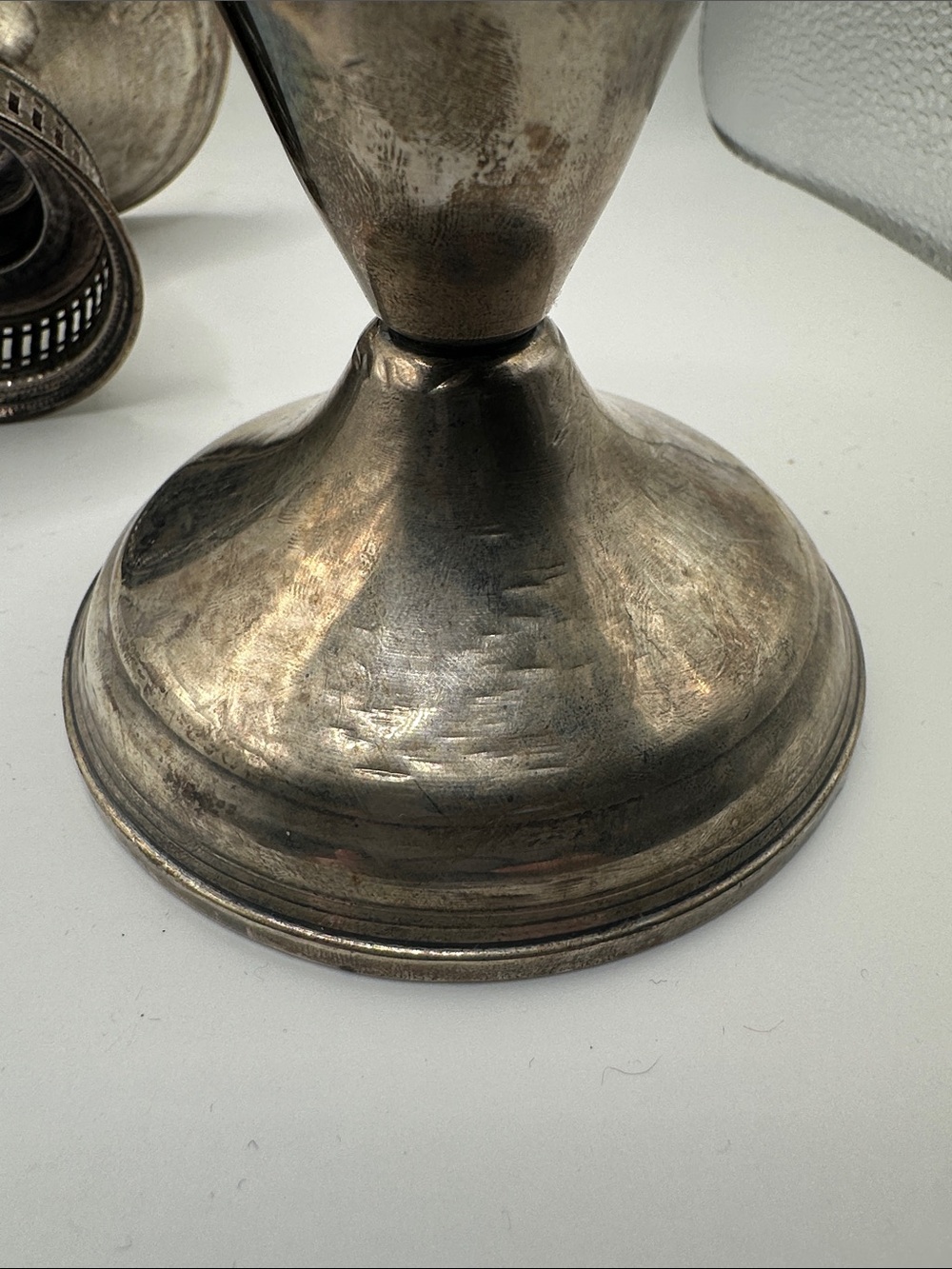 Vtg Duchin Creations Sterling Silver Weighted Candle Holders Pair Pierced Detail - Picture 7 of 7